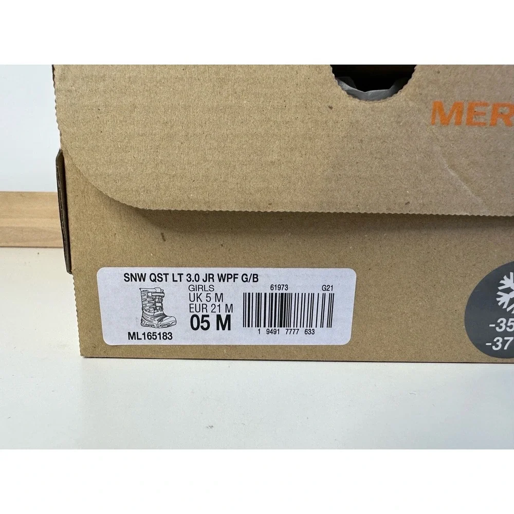 Merrell Snow Quest Lite 3.0 Jr Waterproof  Berry Grey Boots Toddler Size 5